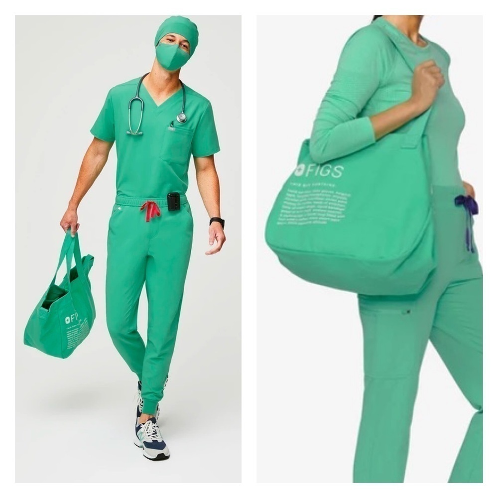 Figs Canvas Tote Bag: Surgical green